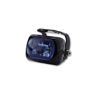 Motorrad Nebelscheinwerfer schwarzes Gehaeuse Glas blau E-geprüft