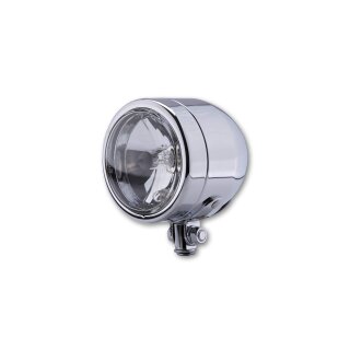 SHIN YO Chromscheinwerfer 90mm, mit unterer Befestigung, Fernlicht H4 Stahl, chrom