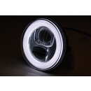 HIGHSIDER LED Scheinwerfer FLAT TYP 9 mit Standlichtring, schwarz, untere Befestigung Stahl, schwarz