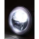 HIGHSIDER LED Scheinwerfer FLAT TYP 9 mit Standlichtring, schwarz, untere Befestigung Stahl, schwarz