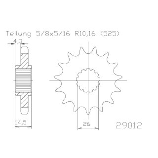 ESJOT Kettenritzel, 16 Zähne, 525er Teilung (5/8x5/16) Stahl,