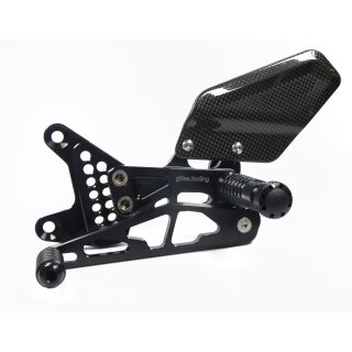 Fußrastenanlage AS31GT schwarz, Aprilia RSV 1000 R/Factory, 2003-2011 / Tuono 2006-2011 (Typ RR)