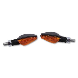 Blinker TOLEDO schwarz gelbes Glas 12V / 6 Watt Halogenbirne 1Paar