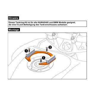 HEPCO & BECKER Universal Tankring Lock-it 5 Loch Befestigung für Kawasaki und BMW