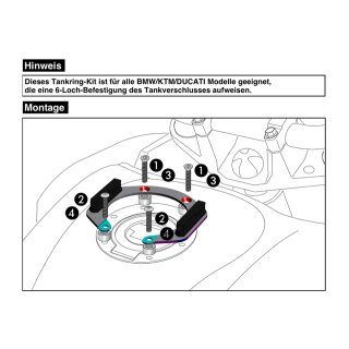 HEPCO & BECKER Universal Tankring Lock-it 6 Loch Befestigung für BMW, KTM, Ducati