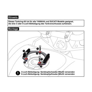 HEPCO & BECKER Universal Tankring Lock-it 5 Loch Befestigung für Yamaha & Ducati