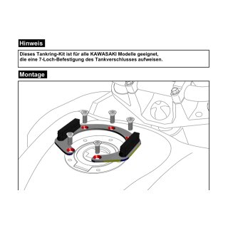 HEPCO & BECKER Universal Tankring Lock-it 7 Loch Befestigung für Kawasaki