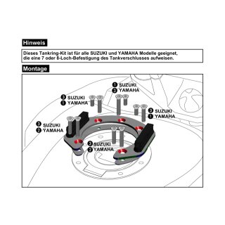 HEPCO & BECKER Universal Tankring Lock-it 7/8 Loch Befestigung für Yamaha & Suzuki