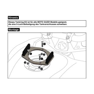 HEPCO & BECKER Universal Tankring Lock-it 5-Loch Befestigung für Moto Guzzi (Blechtank!)