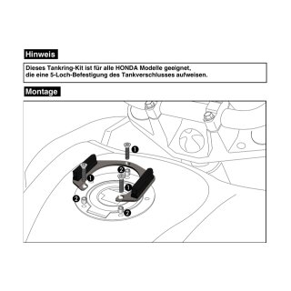 HEPCO & BECKER Universal Tankring Lock-it 5 Loch Befestigung für Honda