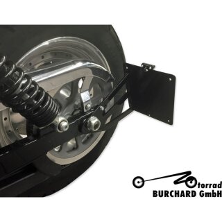 Burchard Excellence Seitlicher Kennzeichenhalter mit Teilegutachten, für Harley Davidson Street Bob/FD2, schwarz matt
