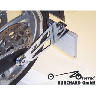 Burchard Excellence Seitlicher Kennzeichenhalter mit Teilegutachten, für Victory Hammer/H/J, schwarz glänzend