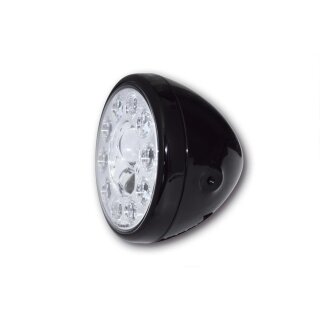 LED-Scheinwerfer 5-3/4 | Pearl | schwarzmatt | Befestigung M8 seitlich |  Glas Ø=145mm | E-geprüft
