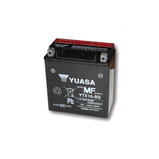 YUASA Batterie YTX 16-BS wartungsfrei (AGM) inkl. Säurepack