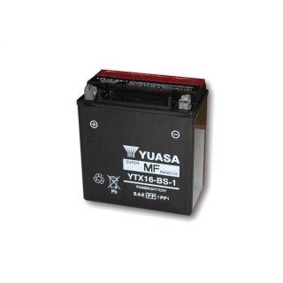 YUASA Batterie YTX 16-BS-1 wartungsfrei (AGM) inkl. Säurepack
