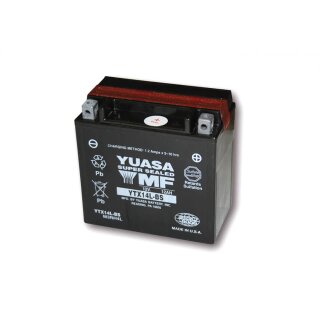 YUASA Batterie YTX 14L-BS wartungsfrei (AGM) inkl. Säurepack
