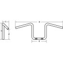 FEHLING Ape Hanger, 1 1/4 Zoll, H 40 cm, sw Stahl, schwarz