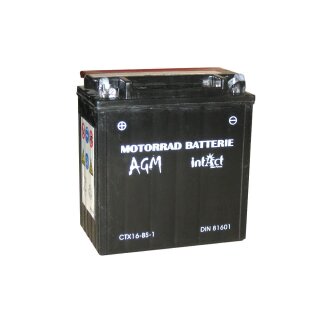 INTACT Bike Power AGM Batterie YTX 16-BS-1, wartungsfrei mit Säurepack