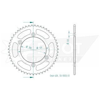 ESJOT Kettenrad, 51 Zähne Stahl,