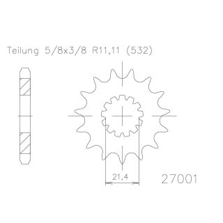 ESJOT Kettenritzel, 14 Zähne Stahl,