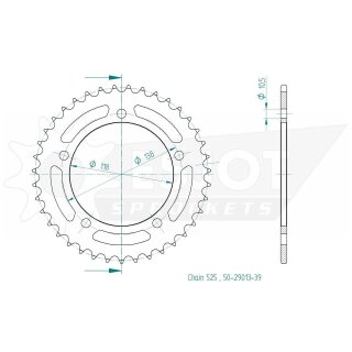 ESJOT Kettenrad, 39 Zähne Stahl,
