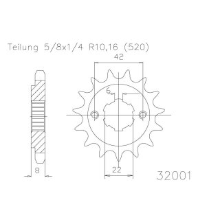 ESJOT Kettenritzel, 14 Zähne