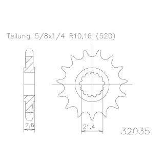 ESJOT Kettenritzel, 15 Zähne