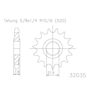ESJOT Kettenritzel, 15 Zähne