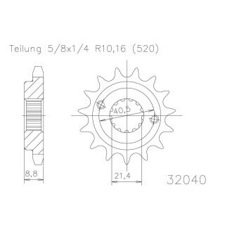 ESJOT Kettenritzel, 14 Zähne