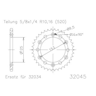 ESJOT Kettenrad, 45 Zähne Stahl,