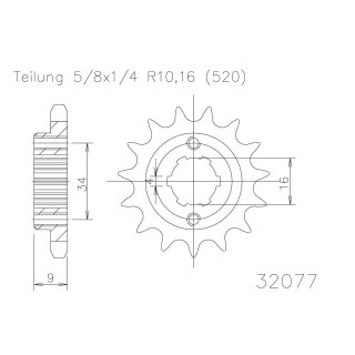 ESJOT Kettenritzel, 13 Zähne Stahl,