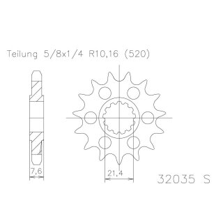 ESJOT Kettenritzel, 14 Zähne Stahl,