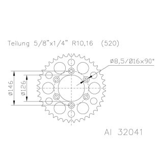 Kettenrad 49 Zhne Alu 520er Teilung (5/8x1/4)