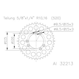 ESJOT Kettenrad 42 Zähne Alu 520er Teilung (5/8x1/4)