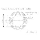 ESJOT Kettenrad 43 Zähne Alu 530er Teilung (5/8x3/8) Stahl,