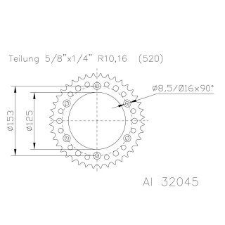 ESJOT Kettenrad 50 Zähne Alu 520er Teilung (5/8x1/4)