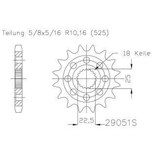 ESJOT Kettenritzel Sport, 16 Zähne Stahl,