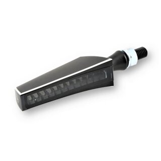 HIGHSIDER LED Sequenz-Blinker STS 1, schwarzes 2C Gehäuse, getöntes Glas. Aluminium, schwarz/silber