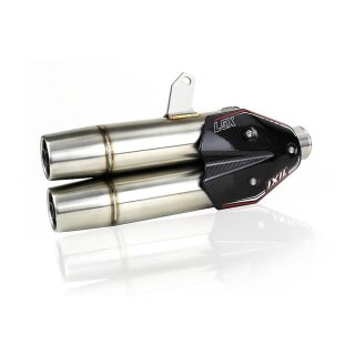 IXIL L5X-Hyperlow-Komplettanlage Kymco AK 550, Dualexit, mit Kat., E-geprüft, (Euro4) Edelstahl, silber