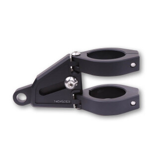 HIGHSIDER CNC Alu Lampenhalter Set EXTEND für Ø 47-49-50-52-54 mm, längenverstellbar, schwarz Aluminium, schwarz